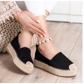 SHELOVET Suede Espadrilles på platformen sort 1