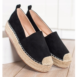 SHELOVET Suede Espadrilles på platformen sort 2