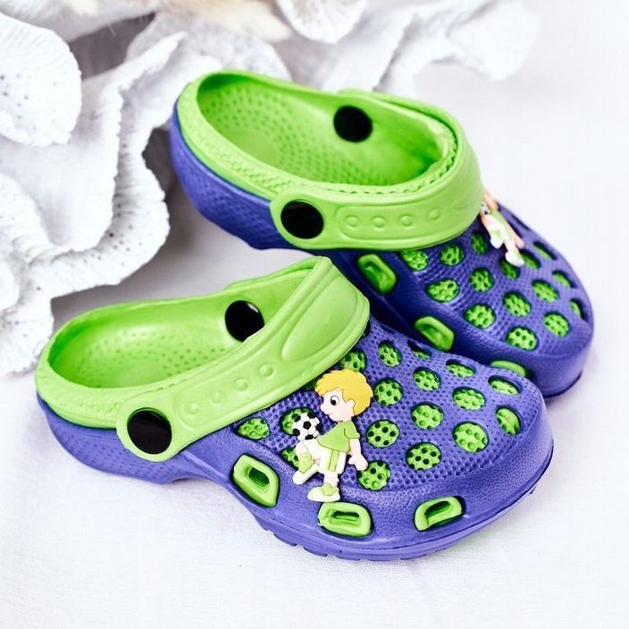 Skumtøfler til børn Crocs Navy Blue-Green Jupiter marineblå grøn 1