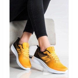 SHELOVET Let tekstil sneakers sort gul 2