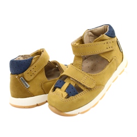 Læderdrenge Sandaler til velcro Mazurek 1187 C. Jółty gul 2