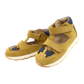 Læderdrenge Sandaler til velcro Mazurek 1187 C. Jółty gul 1