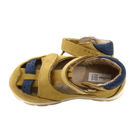 Læderdrenge Sandaler til velcro Mazurek 1187 C. Jółty gul 4