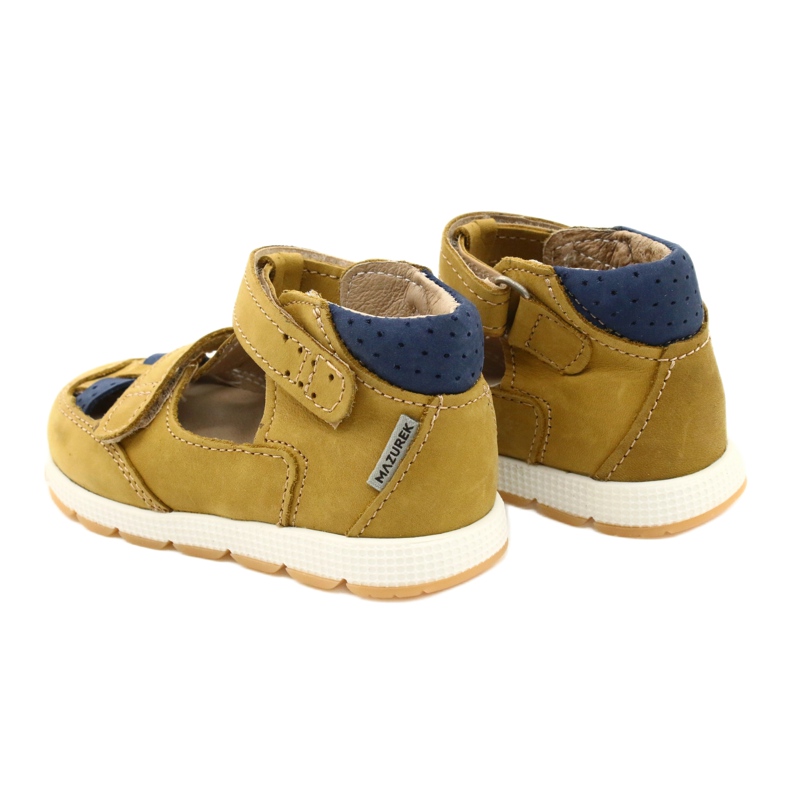 Læderdrenge Sandaler til velcro Mazurek 1187 C. Jółty gul 3