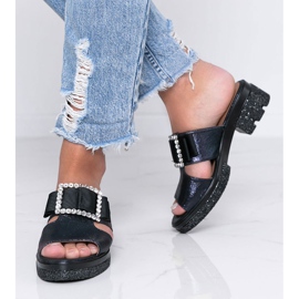 Blå skinnende flip -flops med Lizzy spænde 1