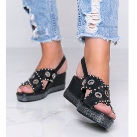 Sorte metalliske kile sandaler man 1