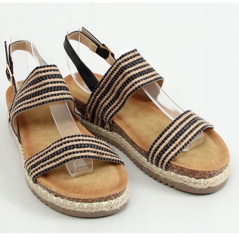 Sorte espadrillessandaler FD-50 Sort beige 1