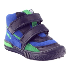 Marineblå/blå ankelstøvler i læder med velcro, Bartek 91756 1