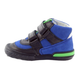 Marineblå/blå ankelstøvler i læder med velcro, Bartek 91756 2