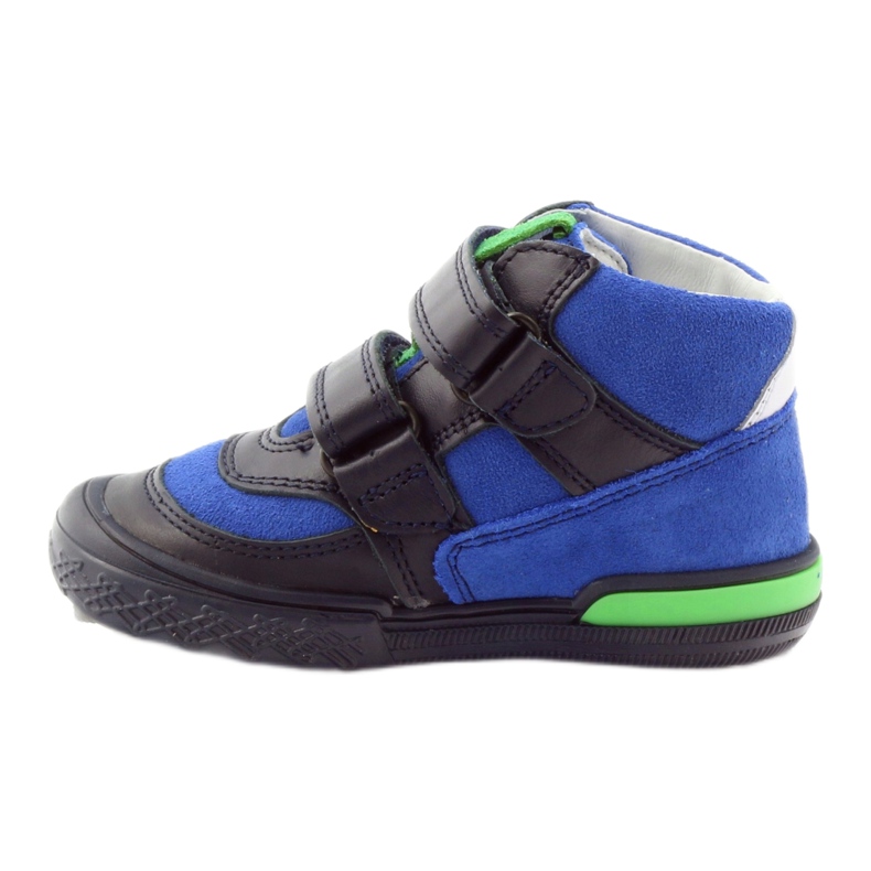 Marineblå/blå ankelstøvler i læder med velcro, Bartek 91756 2