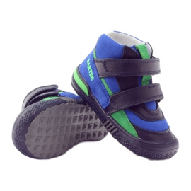 Marineblå/blå ankelstøvler i læder med velcro, Bartek 91756 3
