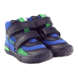 Marineblå/blå ankelstøvler i læder med velcro, Bartek 91756 4