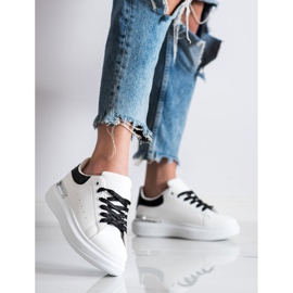SHELOVET Sneakers med glittersnøring hvid sort 3