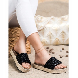 SHELOVET Flettede Espadrilles flip-flops sort 1