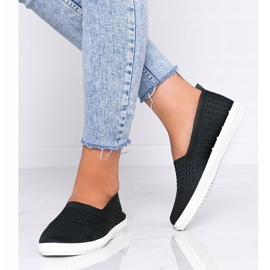 Black Slip On openwork Funk sneakers sort 1