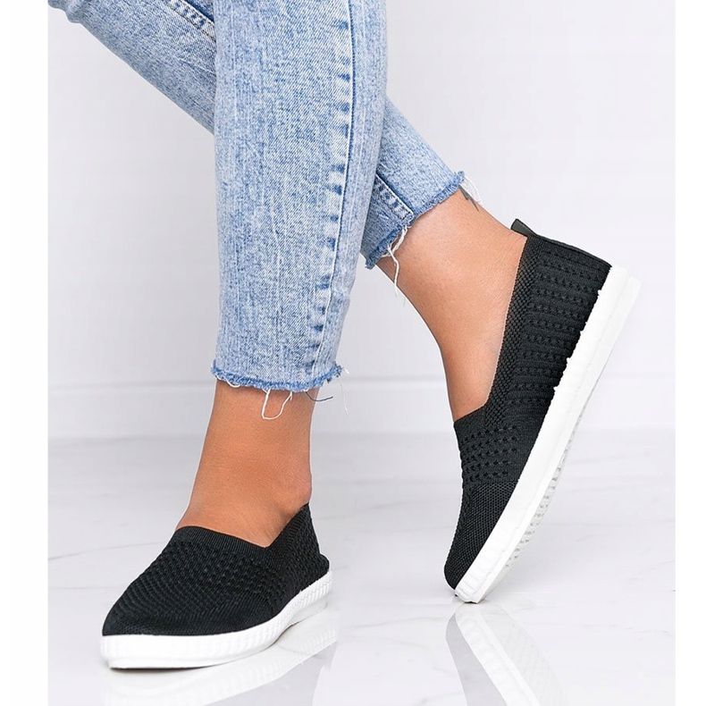 Black Slip On openwork Funk sneakers sort 1