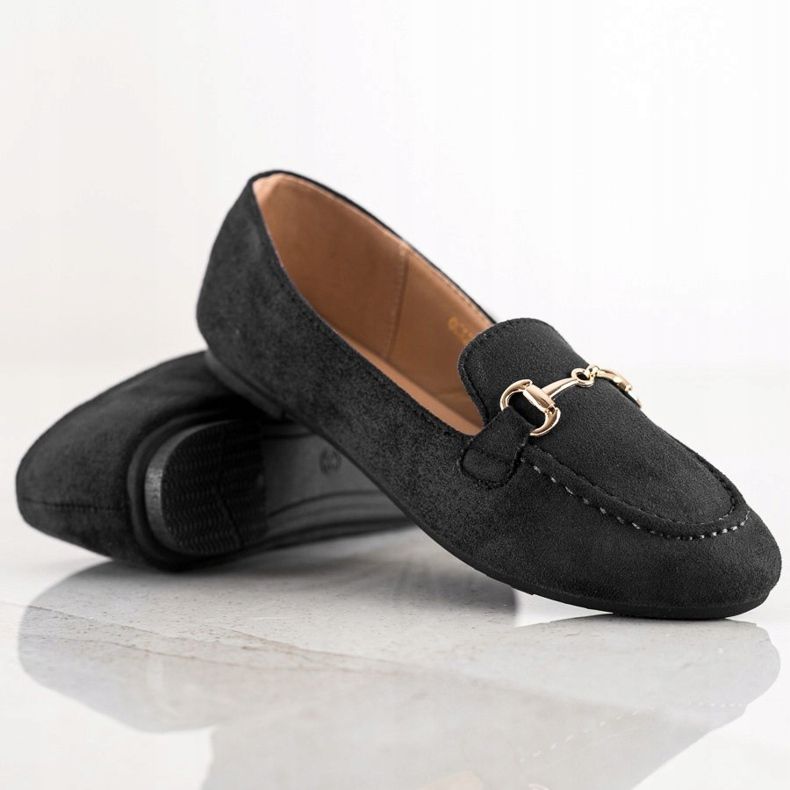 VINCEZA Glitter Mokasiner sort 1