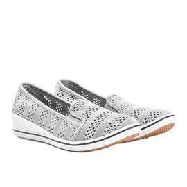 Grå openwork kile sneakers Los Angeles 1