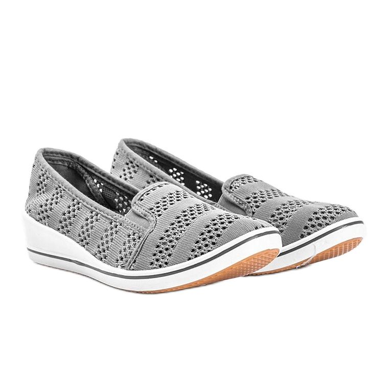 Grå openwork kile sneakers Los Angeles 1