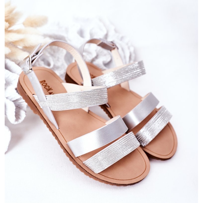 Børns sølv Natalie skinnende sandaler 2