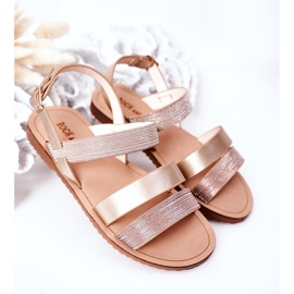 Børns skinnende sandaler Rose Gold Natalie gylden 2