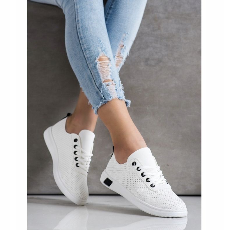 SHELOVET Openwork sneakers hvid 2