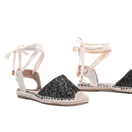 Sort Cassandra bundet brokade espadrilles beige 1