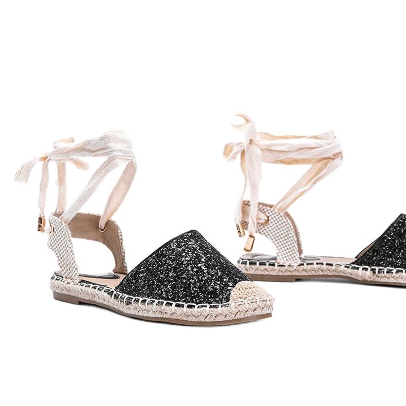 Sort Cassandra bundet brokade espadrilles beige 1