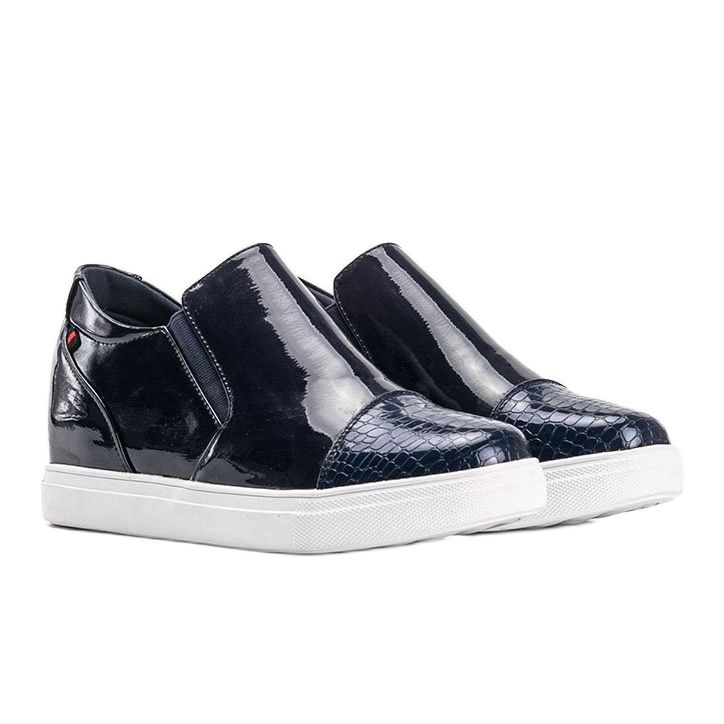 Marineblå lakerede sneakers på Yasmin -kilen 1