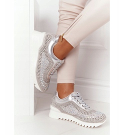 Wedge sneakers med pailletter Lu Boo sølv 1