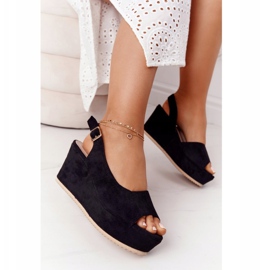 Suede Wedge Sandals Black Party Time sort 2