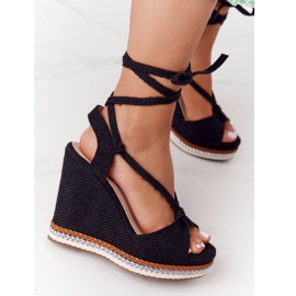 Bindede sorte Hawaii Wedge sandaler 1