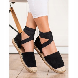 SHELOVET Moderigtigt bundet Espadrilles sort 1
