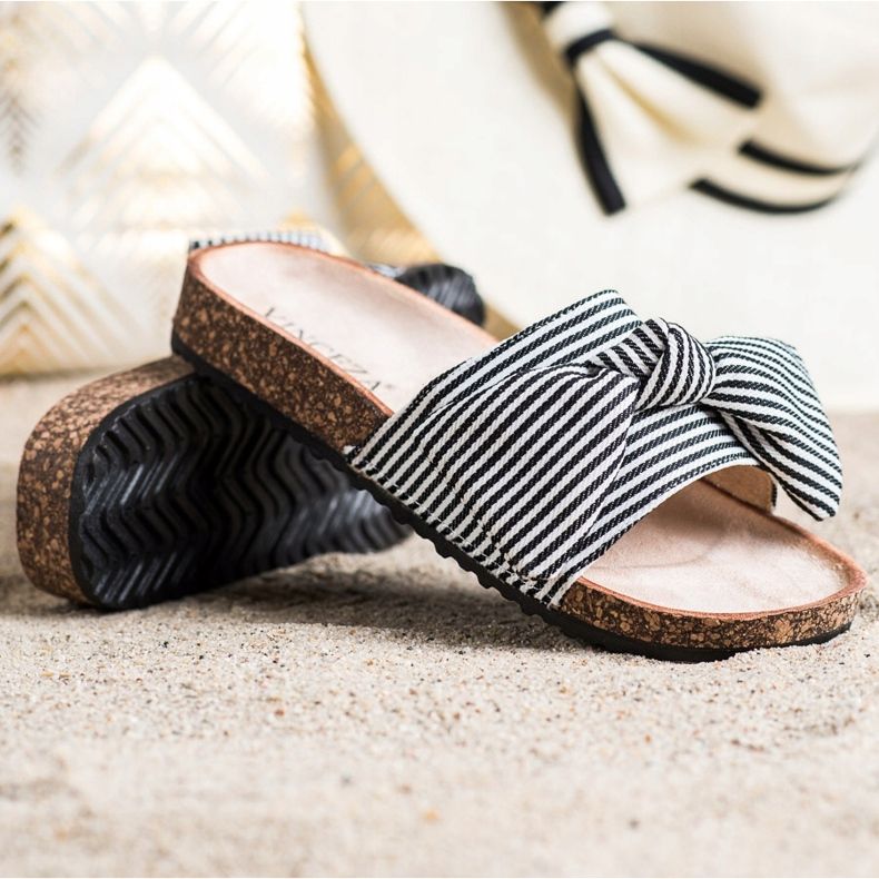 Vinceza stribede sandaler hvid sort 1