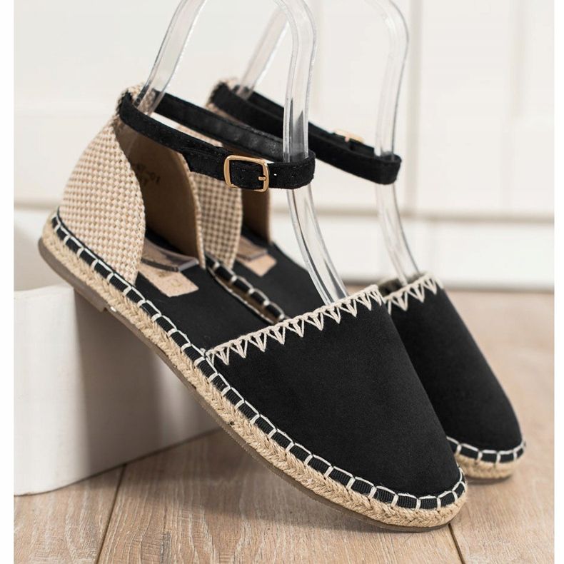 Goodin Sort Espadrilles med ruskind beige 1