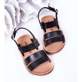 Børns sorte Natalie skinnende sandaler 1