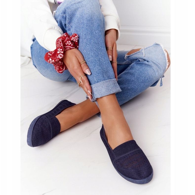 Openwork Slip-On Sneakers Navy Blue Chillout marineblå 1