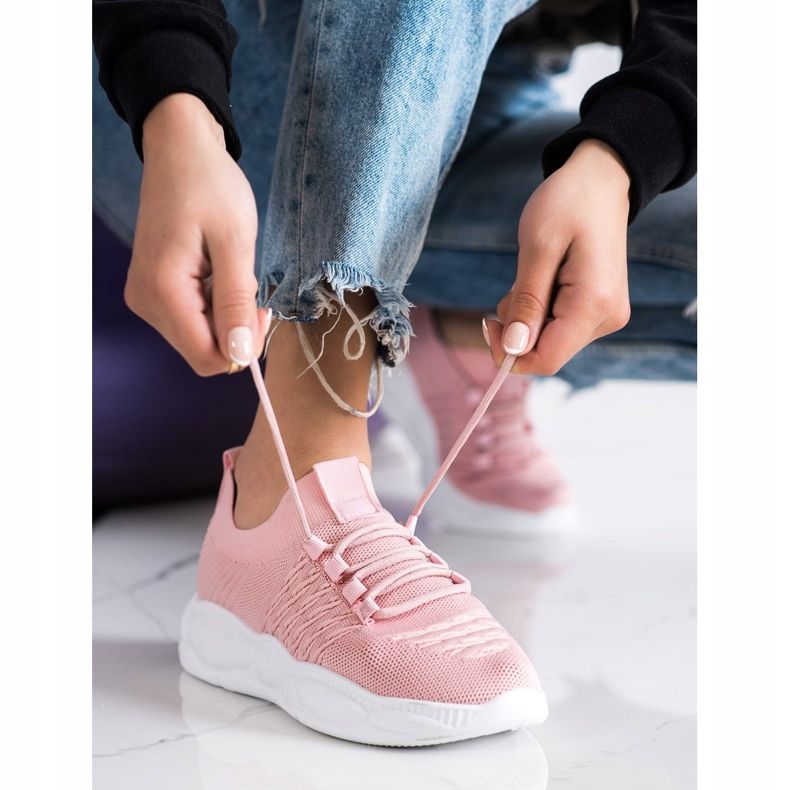 SHELOVET Klassiske tekstilsneakers lyserød 1
