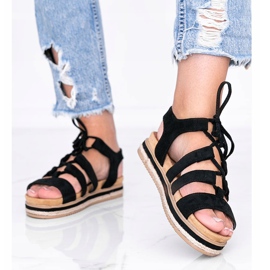 Sort Layla snøre-sandaler 1
