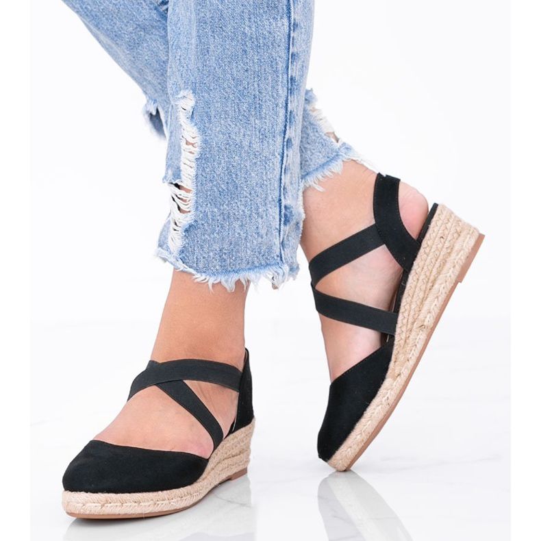 Sorte espadriller på kilen Monic 1