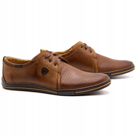 Polbut Mænds lædersko 343p Openwork Camel brun 1
