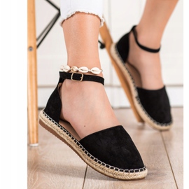 Small Swan Komfortabel ruskind Espadrilles sort 2