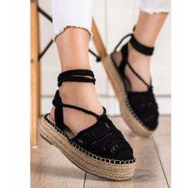 Small Swan Bundet Espadrilles sandaler sort 1