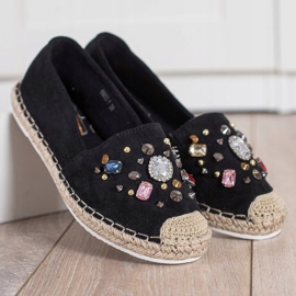 Gogo Espadriller med krystaller sort 2