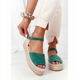 Grønne Megara flettede sandaler beige 2