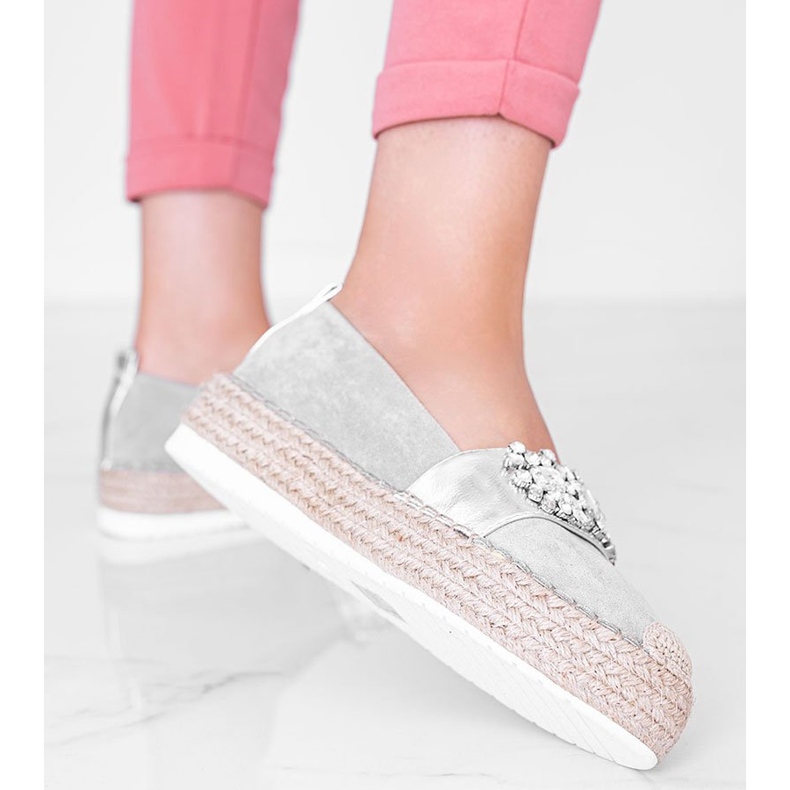 Grå espadriller med Cher -sten sølv 1
