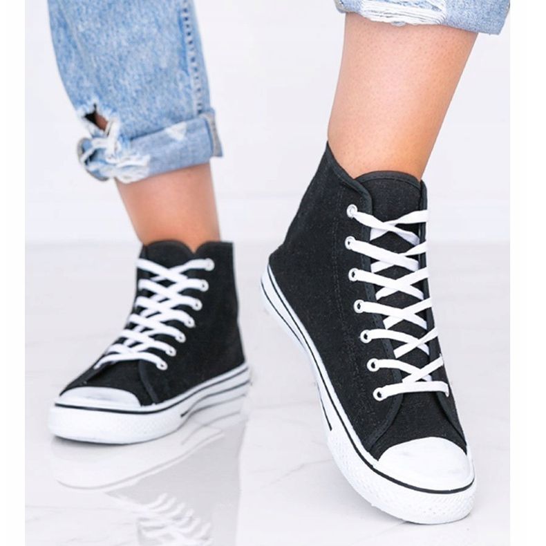 Kvinders sorte sneakers Gampa ankel 1