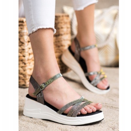 Small Swan Glitter sandaler på kile sort 1