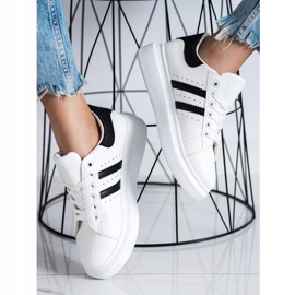 SHELOVET Klassiske sneakers med striber hvid 3
