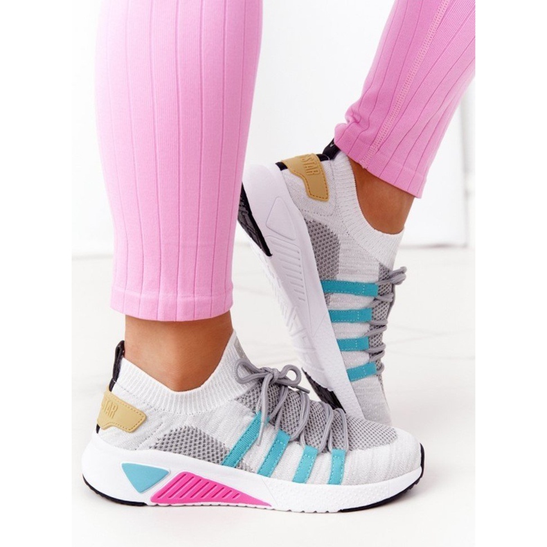 Dame sportssko Memory Foam Big Star HH274531 Hvid-grå flerfarvet 2